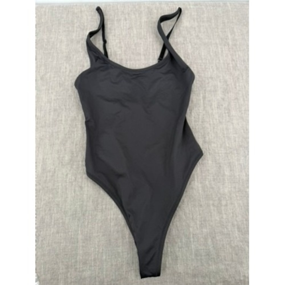 Skims Recycled Swim Scoop Neck One Piece Swimsuit Onyx Black Size S Small NWT